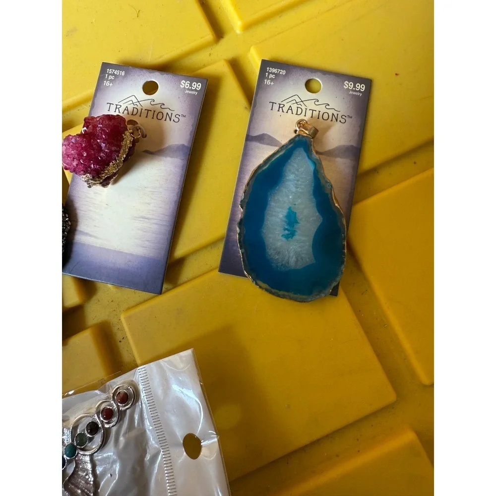 Lot of Gemstone Pendants Traditions & Poetic Spirit‎ Agate Druzy Chakra Jewelry